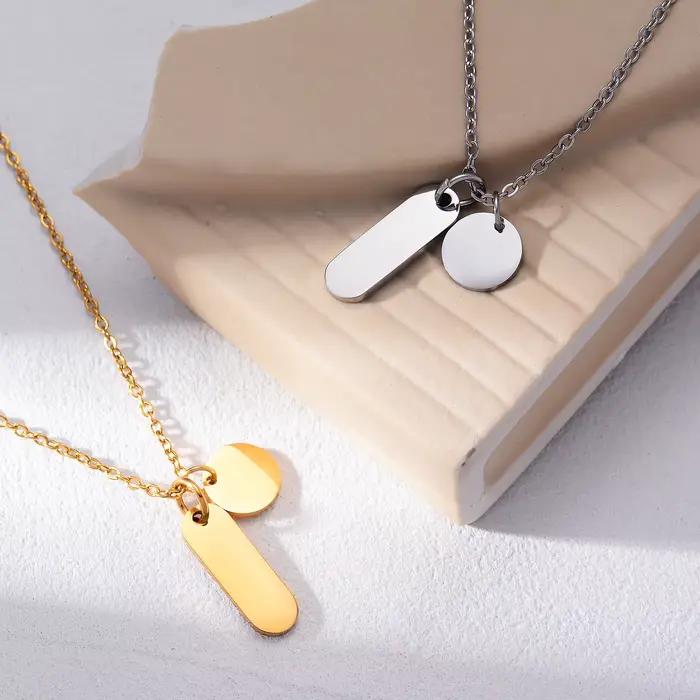 Collier personnalisé en acier inoxydable, pendentif rond rectangulaire avec nom et Date, pour amis et famille, bijoux personnalisés, cadeaux