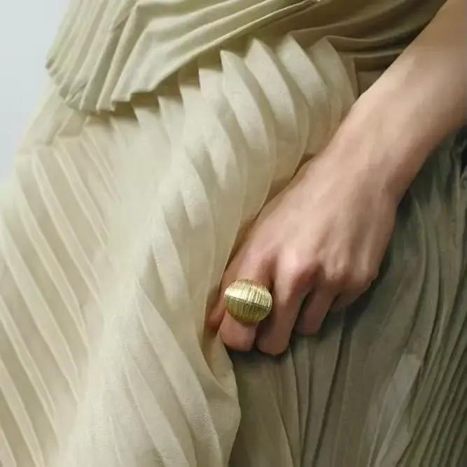 Bague artisanale élégante en tissage doré, Style Simple et à la mode, accessoire de bijoux rond en forme d'œuf, recommandé par les clients