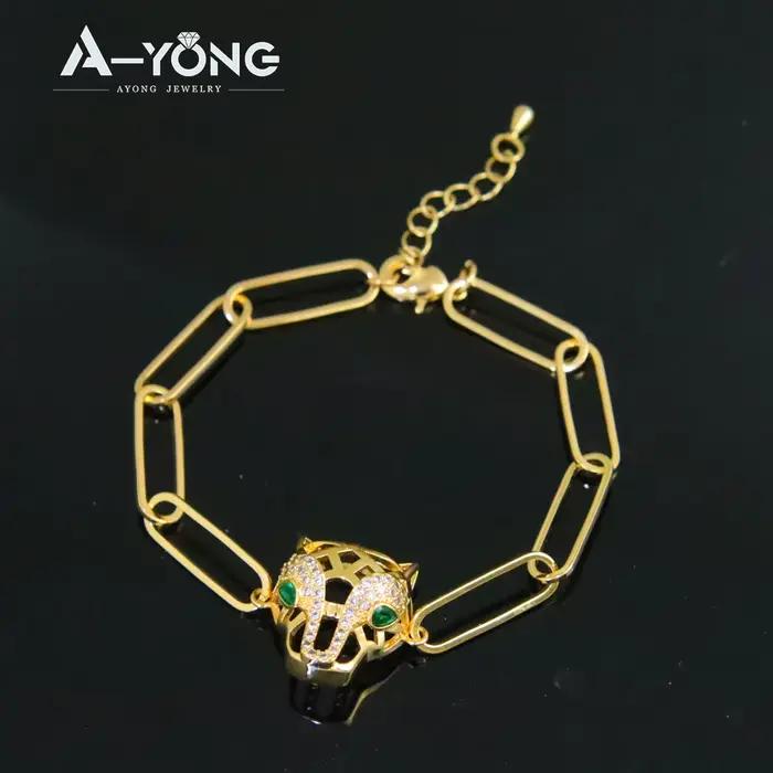 Ensemble de colliers de luxe avec pendentif léopard Hip Hop, plaqué or 21 carats, Punk panthère du moyen-orient, ras de cou, bijoux de fête Vintage arabes