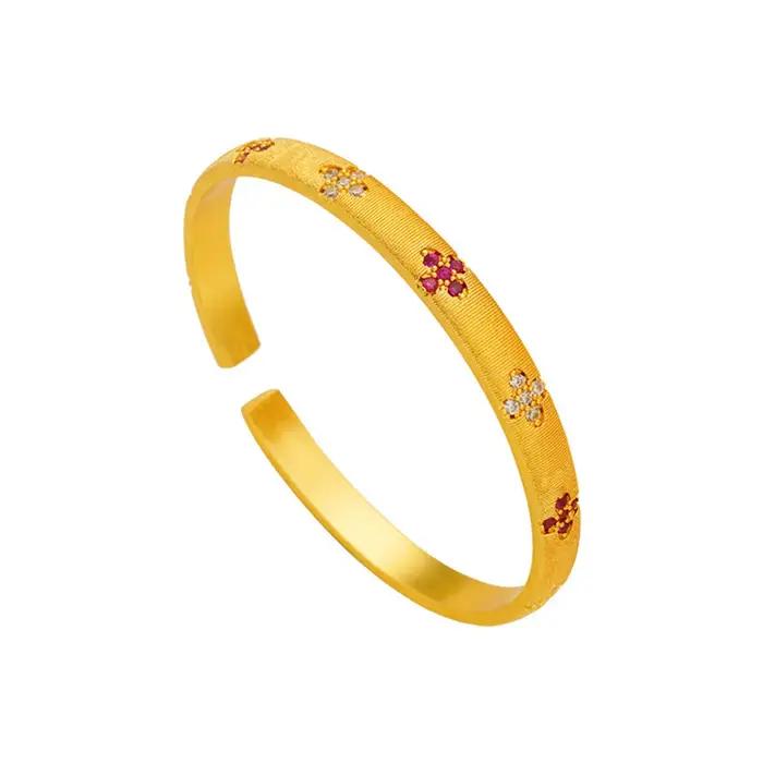 Bracelet manchette ouvert en or massif 24 carats AU999
