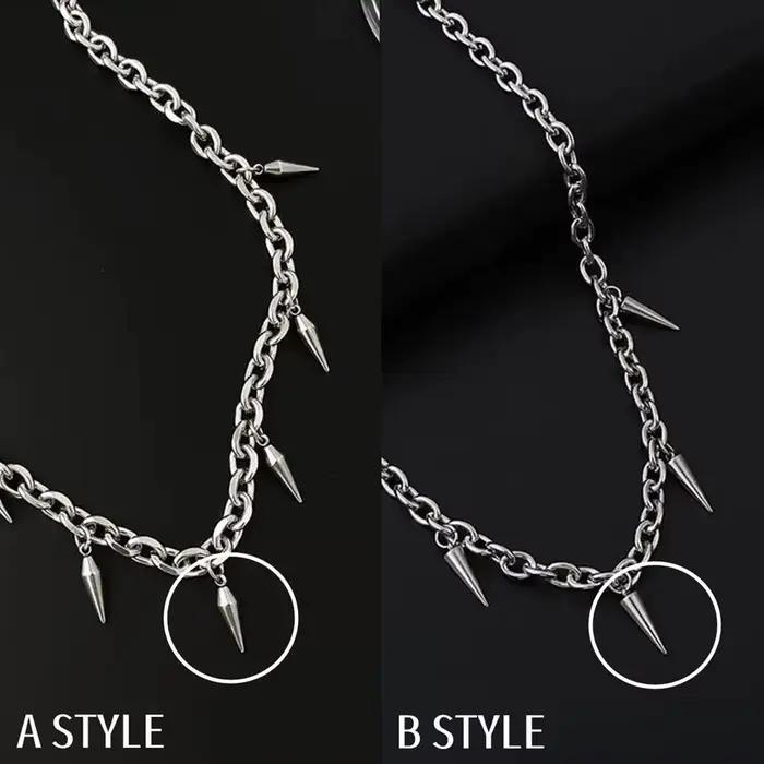 Hip Hop Rivet collier pour homme femme titane acier cône pendentif pull chaîne tour de cou bijoux Punk mâle Cool accessoires