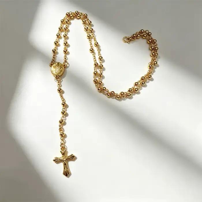 Collier religieux en alliage de zinc avec croix et pendentif Vierge pour homme et femme pour occasions spéciales et quotidiennes