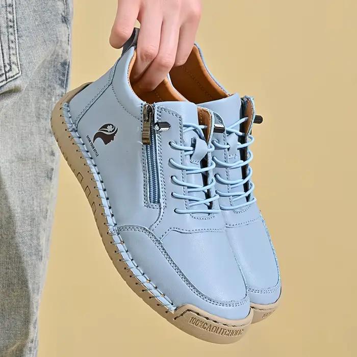 Femmes à la main en cuir chaussures décontractées mode femmes bottines en plein air antidérapant chaussures pour femmes Style britannique rétro femmes bottes