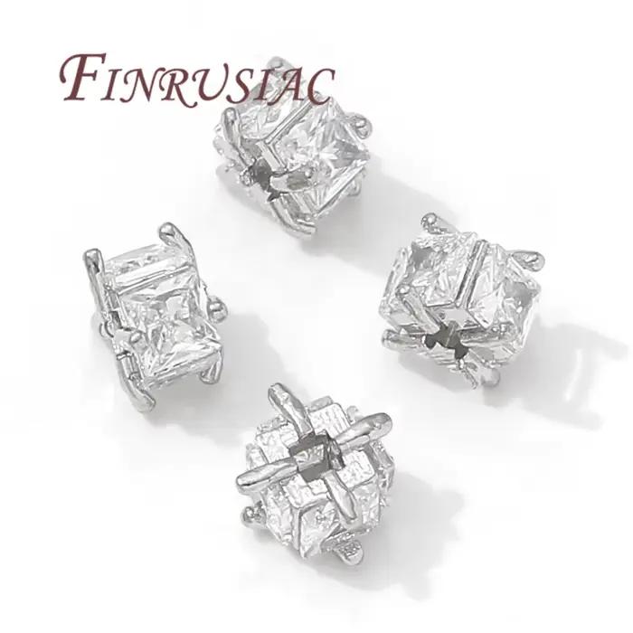 Laiton plaqué or 18 carats avec perles de Zircon pour bijoux, perles d'espacement pour accessoires de fabrication de bracelets, séparateurs de perles métalliques