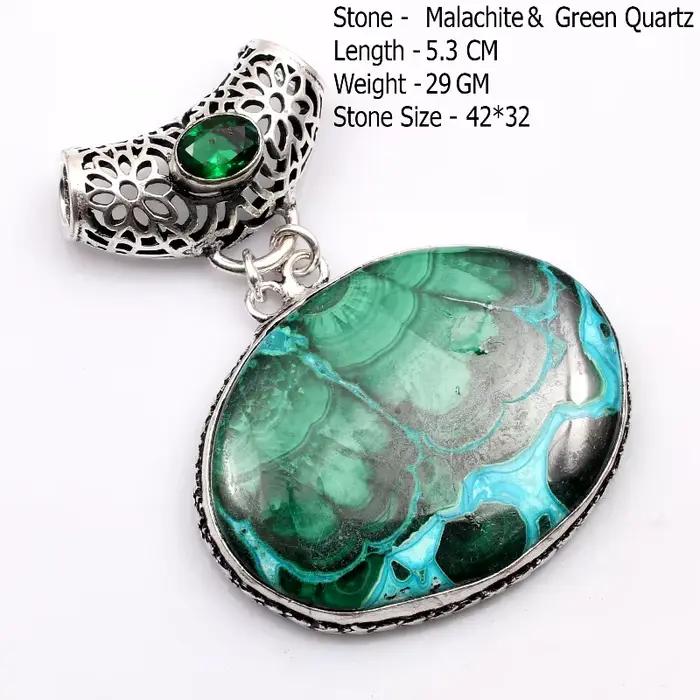Pendentif en malachite, turquoise, topaze bleue, sodalite, agate, jaspe et onyx noir authentiques Elena, bijoux pour femme, cadeau
