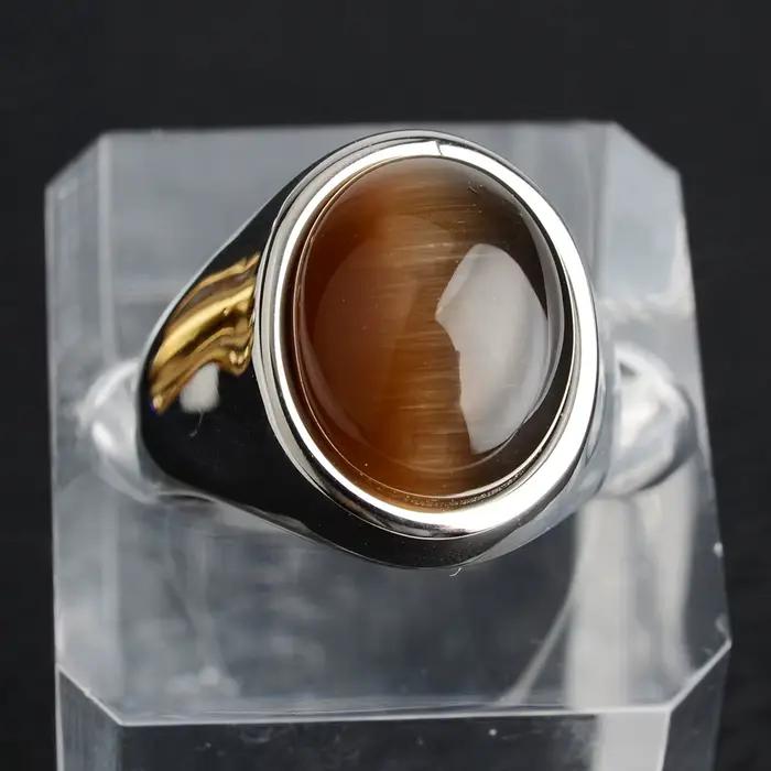 Bague en acier inoxydable avec pierre d'opale pour hommes et femmes, matiques vintage rétro, vente en gros d'usine, nouveau, 2022