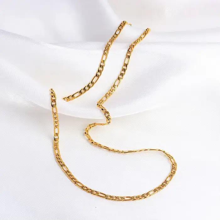 Colliers remplis d'or 18 carats de 20 à 60CM, chaîne latérale de 4MM pour hommes, femmes, garçons et dames, bijoux fins pour fête de mariage, vente en gros