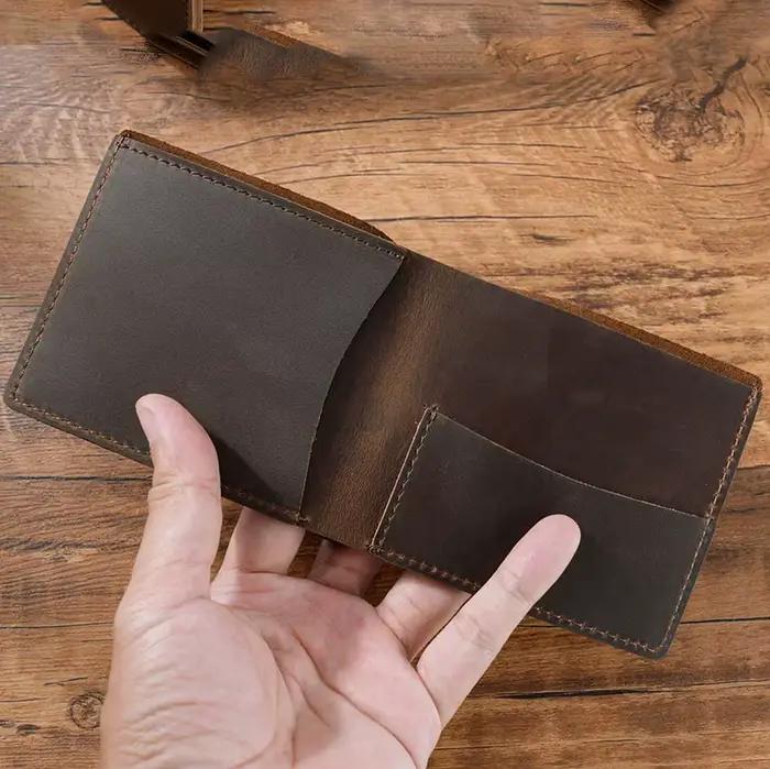 portefeuille homme en cuir véritable pour hommes, fait à la main, Slim Breif hommes, portefeuilles courts Vintage rétro fait à la main, sacs d'argent