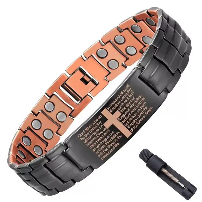 Bracelet Magnétique Pour Hommes Chaîne et Maillons Alliage de Cuivre Plaqués Aimants Puissants Occasions Spéciales Cadeau De Noël