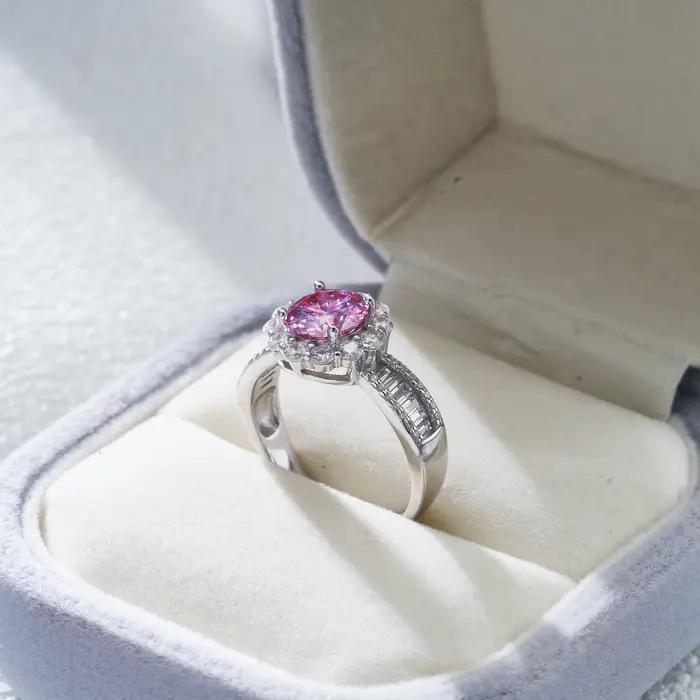Bague moissanite rose carat 2 carats 8mm pour charme dame anniversaire commémoration magnifiques bijoux cadeaux 100% argent Sterling 925