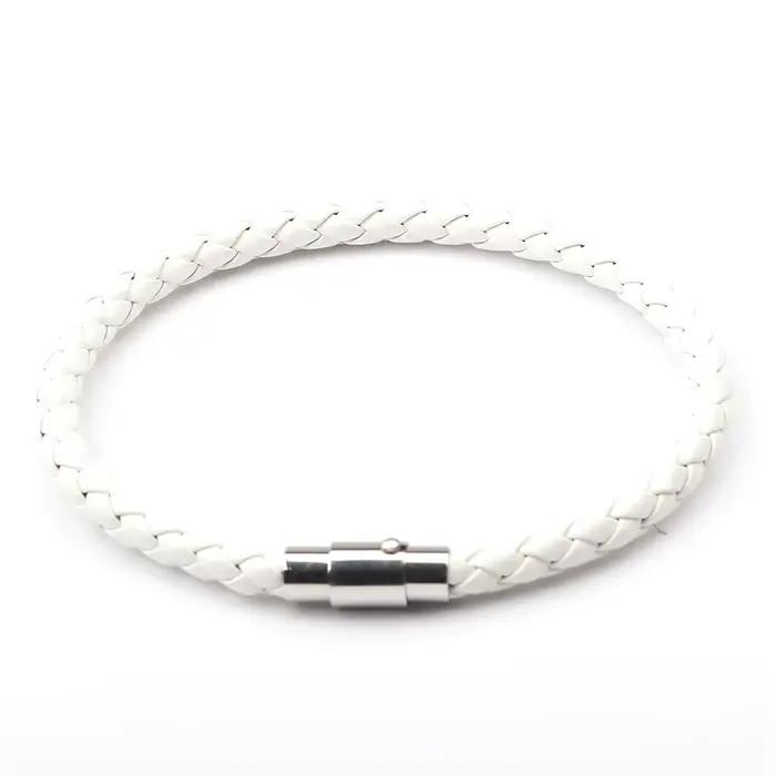 Bracelet en cuir tressé coloré pour hommes et femmes, 21cm, Punk, breloque en acier inoxydable, bijoux de Couple, tendance, été