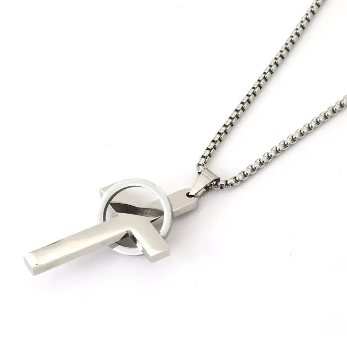 Collier croisé en acier inoxydable pour hommes, ne se décolore pas, non allergique, pendentif de 24 pouces, bijoux hip hop Rock, accessoires décontractés