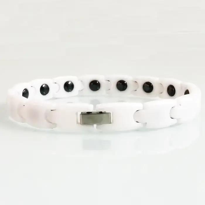 Bracelets bio-magnétiques en céramique noir/blanc pour hommes, bracelet en hématite au germanium, bracelet de couple pour homme et femme, bijoux santé, cadeau