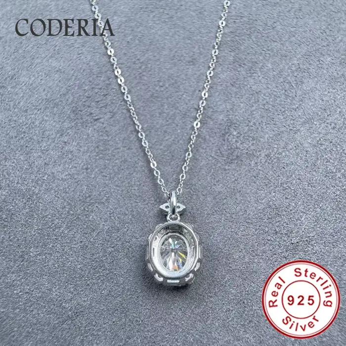 Collier en moissanite ovale 2CT 7x9mm pour femmes, testé comme un diamant, en argent sterling 925 plaqué or blanc 18 carats, avec chaîne pendentif