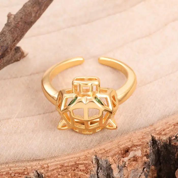 Bague chic plaquée or en forme de panthère, taille fixe avec yeux en cristal vert, bijou tendance tête d'animal pour elle
