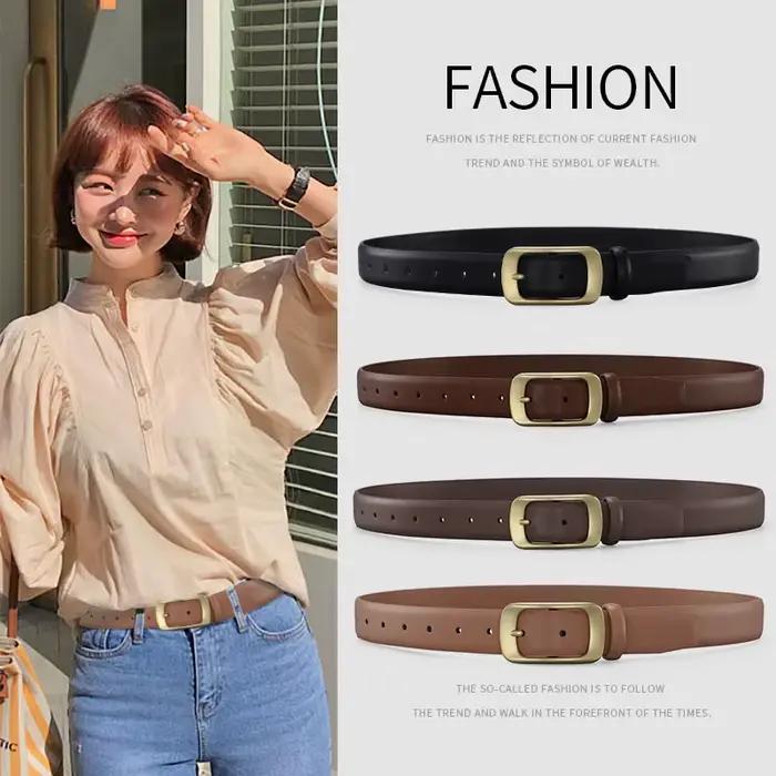 Ceinture en cuir pour femmes, marque de luxe, de styliste, Simple, à la mode, avec Jeans et pantalons décorés, haute qualité, boucle en alliage