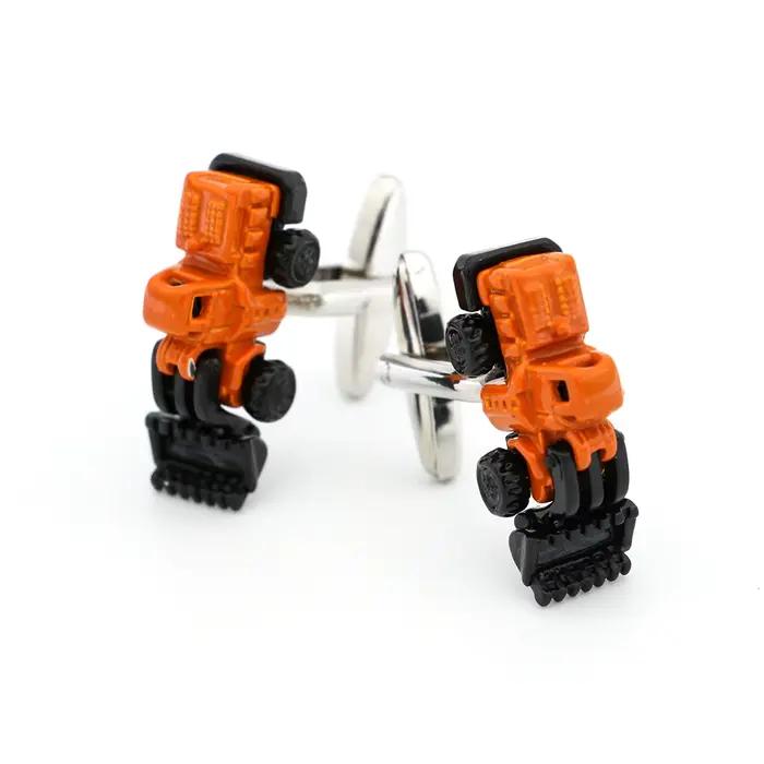 Boutons de manchette de chariot élévateur pour hommes, Design de pelle de tracteur, qualité en laiton, couleur jaune, vente en gros et au détail