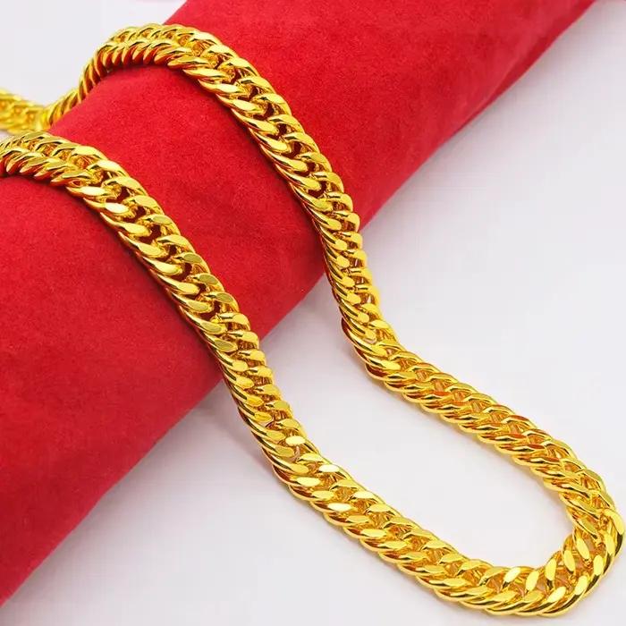 Collier lourd pour hommes en or massif 24 carats AU999, 60 cm, chaîne de déclaration audacieuse pour les affaires et les vêtements décontractés