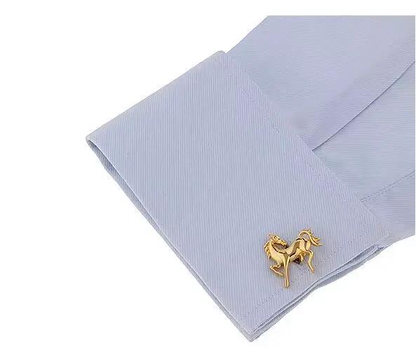 Boutons de manchette en forme de cheval en course, plaqué cuivre, accessoire de bijouterie pour hommes, cadeau, vente en gros, 10 paires/lot