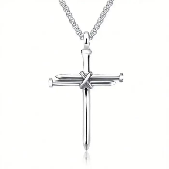 Bijoux pour hommes collier en acier inoxydable noir pendentif croix-chaîne collier cadeau pour hommes en gros