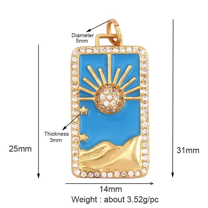 Vente en gros - Sélection personnalisée - Pendentif breloque plaqué or 18 carats Soleil Lune Étoile, fournitures de fabrication de bijoux en zircone cubique