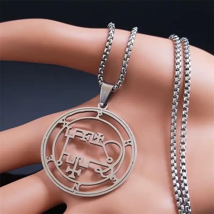 PHENEX démons de Goetia sigils collier femmes hommes gothique en acier inoxydable creux couleur argent pendentif colliers bijoux N8047S03