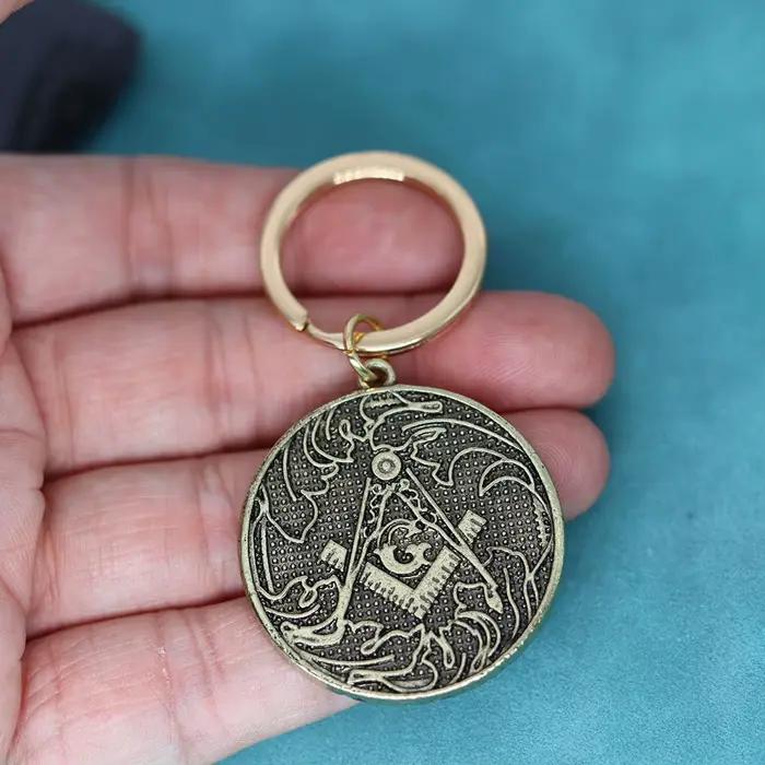 Grand pendentif maçonnique porte-clés en acier inoxydable pour homme et femme avec boucle O symbole de religion et foi occasions spéciales initiation