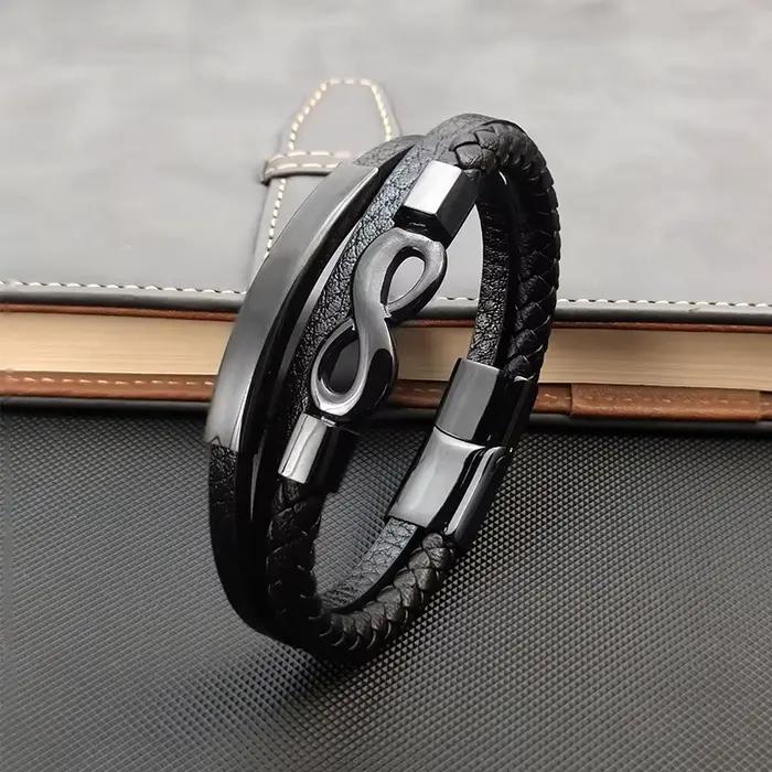 Nouveau Bracelet infini à 8 symboles pour hommes