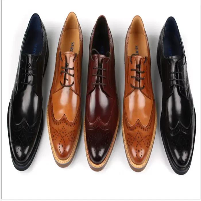Chaussures en cuir pour hommes, lacets, sculptées, en cuir véritable. Robe d'affaires, mariage, robe, amour, haut de gamme, style