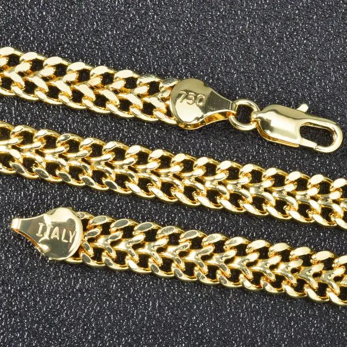 Ensemble de bijoux double rangée Cuban Link plaqué or, collier et bracelet à chaîne épaisse, kit de bijoux, ornement décontracté streetwear, cadeau