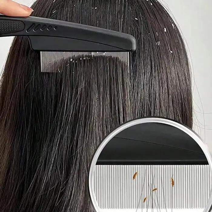 Peigne anti-pelliculaire et pour psoriasis du cuir chevelu, peigne de nettoyage en acier à dents fines pour le soin des cheveux et la désintoxication du cuir chevelu