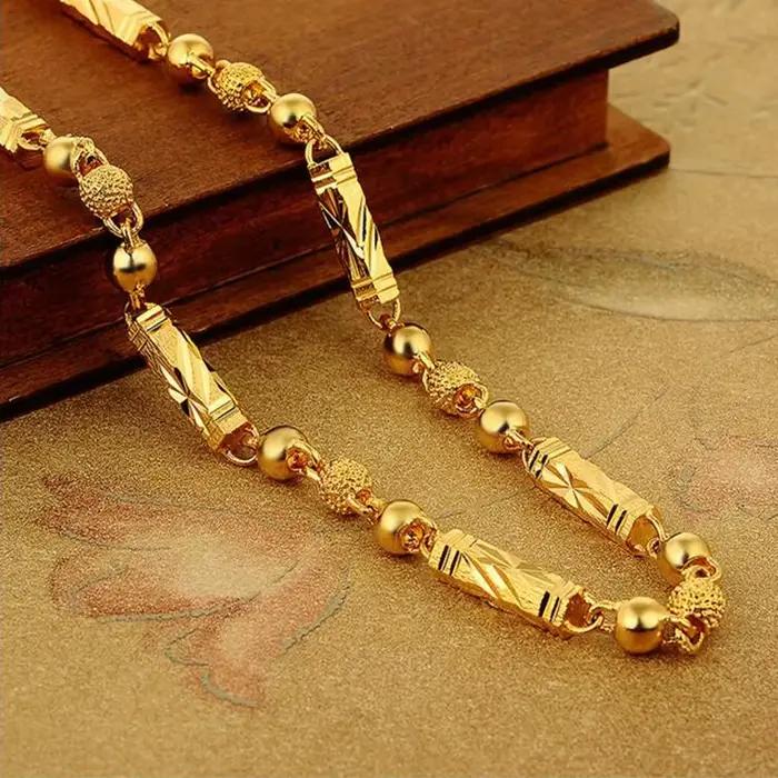 Collier hexagonal en or plaqué 18 carats pour homme, motif Bouddha et bambou, bijou exquis, collier ras du cou, cadeau d'anniversaire pour petit ami.