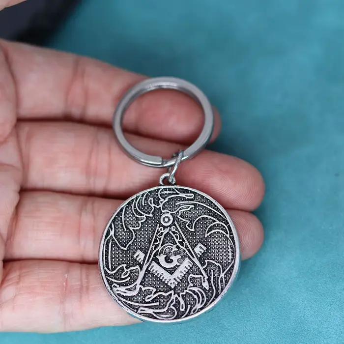 Grand pendentif maçonnique porte-clés en acier inoxydable pour homme et femme avec boucle O symbole de religion et foi occasions spéciales initiation