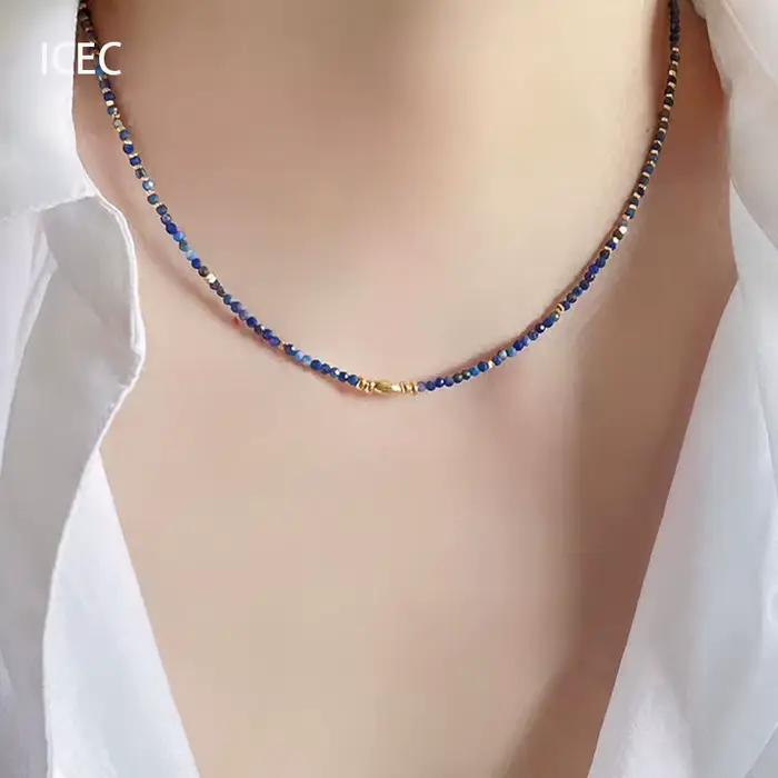 Collier de perles bleues au Design de Niche, tempérament de Style chinois, sens haut de gamme, Style froid, chaîne de clavicule superposée