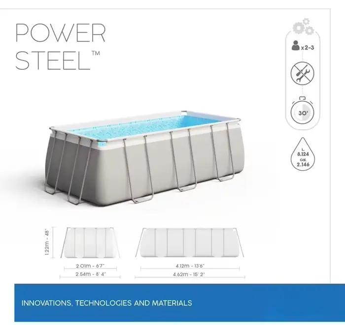 Piscine rectangulaire hors sol pour la famille, structure en acier, gonflable, 56456