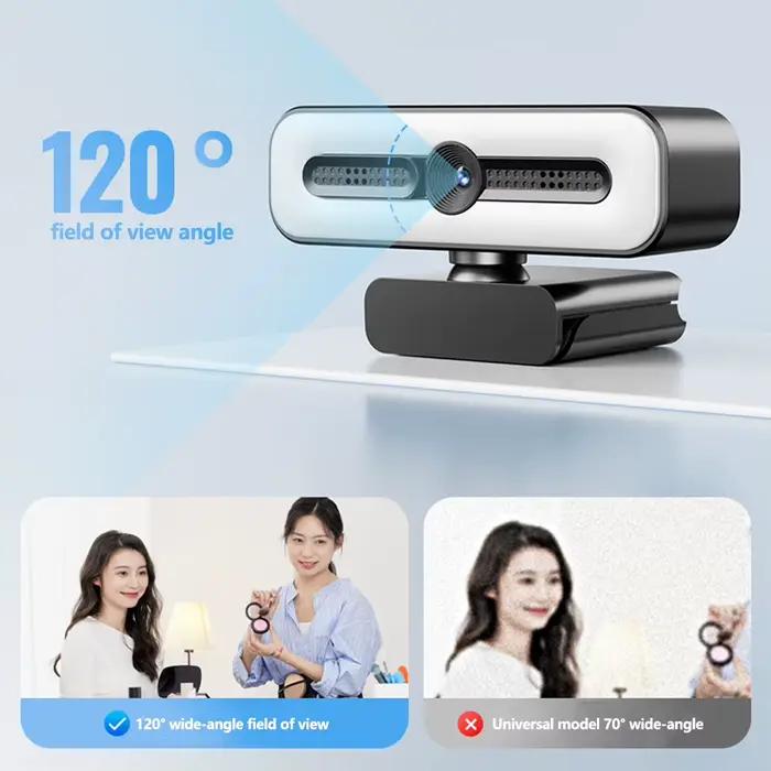 Webcam 4K avec lumière pour PC/ordinateur portable 1080P 2K HD caméra de Streaming Webcam de vidéoconférence de bureau pour cours en ligne