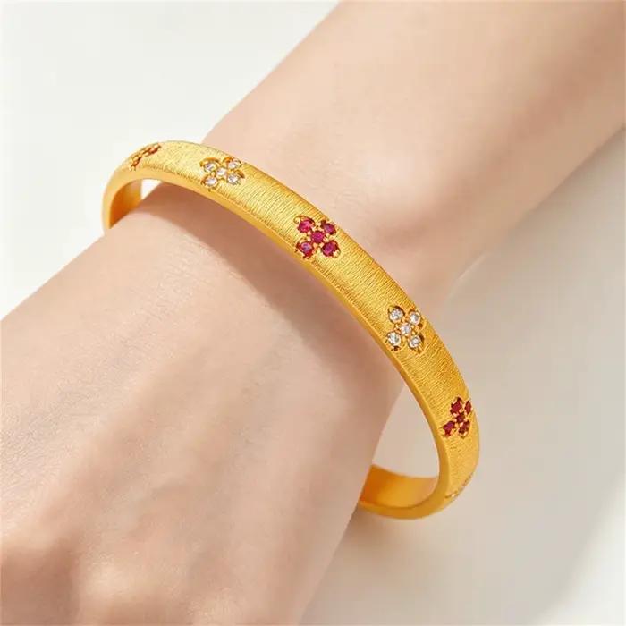 Bracelet manchette ouvert en or massif 24 carats AU999