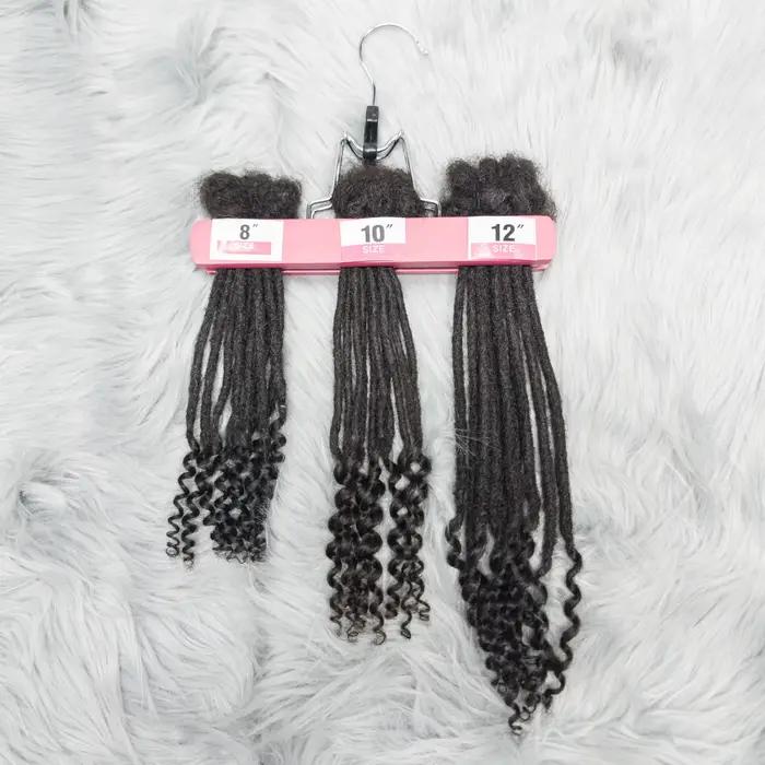 Extensions de dreadlock de cheveux humains naturels avec extrémités bouclées 8-12 pouces Extension de serrures de queue bouclée à la main pour femmes hommes 10 brins