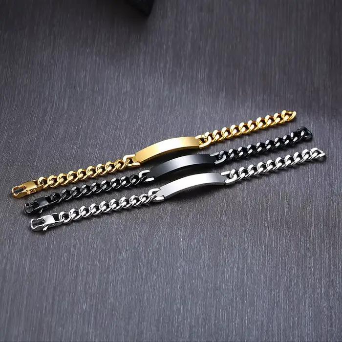 Duo-Bracelet en acier inoxydable pour homme, PERBLY ALIZED, Louisiana, ID TAG FREE, GRAVING CHAINS LINK, BRAZELET