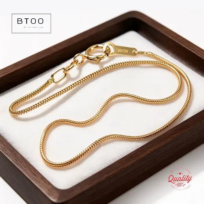 Collier chaîne serpent en or véritable 14 carats BTOO, chaîne de 1 mm, bijoux en or, bijoux minimalistes en or pour femmes