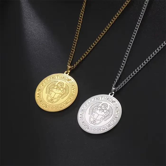 Collier Rond en Acier Inoxydable pour Homme, Pendentif Rond en Or, JoChoker, Bijoux de Collier, Cadeaux pour Garçons, Vente en Gros