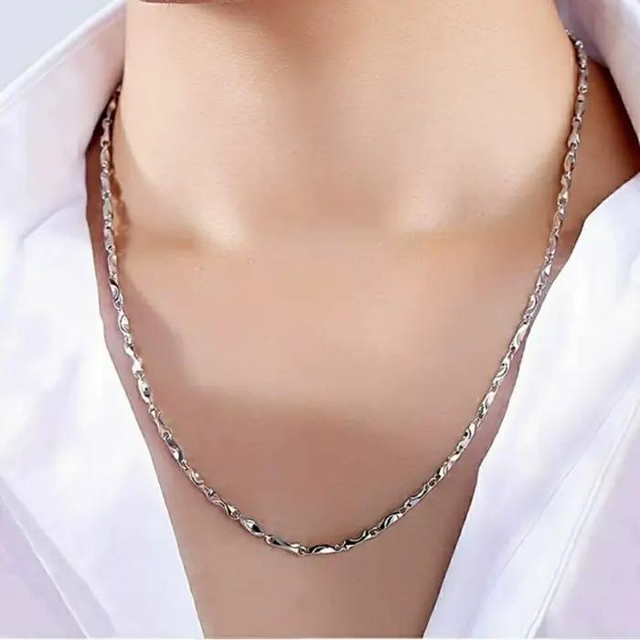 Collier chaîne à maillons en platine PT950 pour hommes et femmes, chaîne minimaliste pour clavicule, bijoux unisexes prêts pour pendentif