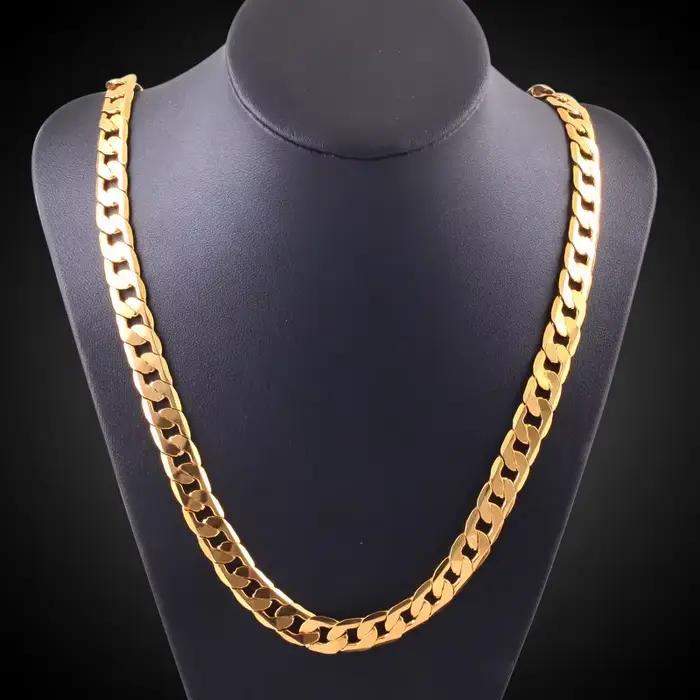 Nouveaux colliers en or 18 carats, 20 pouces, chaîne classique de 8 mm, pour hommes, bijoux de haute qualité, cadeaux pour mariage et fête