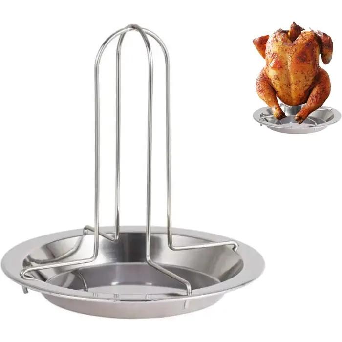 Support de rôtissoire Vertical pour poulet en acier inoxydable, avec plateau d'égouttage, outils de gril pour rôtir du poulet, dinde, canard, fournitures de cuisine