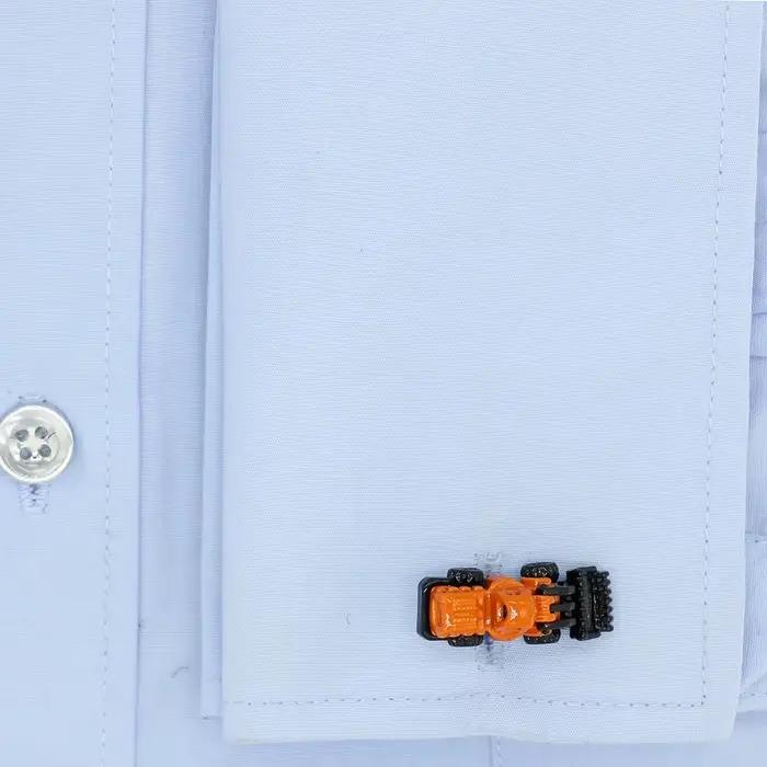 Boutons de manchette de chariot élévateur pour hommes, Design de pelle de tracteur, qualité en laiton, couleur jaune, vente en gros et au détail