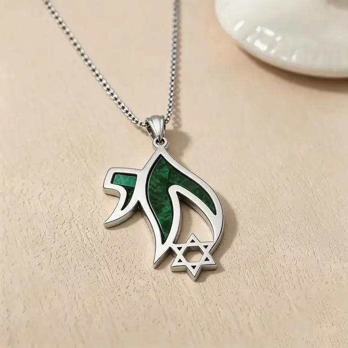 Collier Étoile de David Chai, Pendentif Chai Juif Hébreu, Bijou Amulette Kabbalah, Cadeau Hanouka Juif Chrétien pour Femmes et Hommes