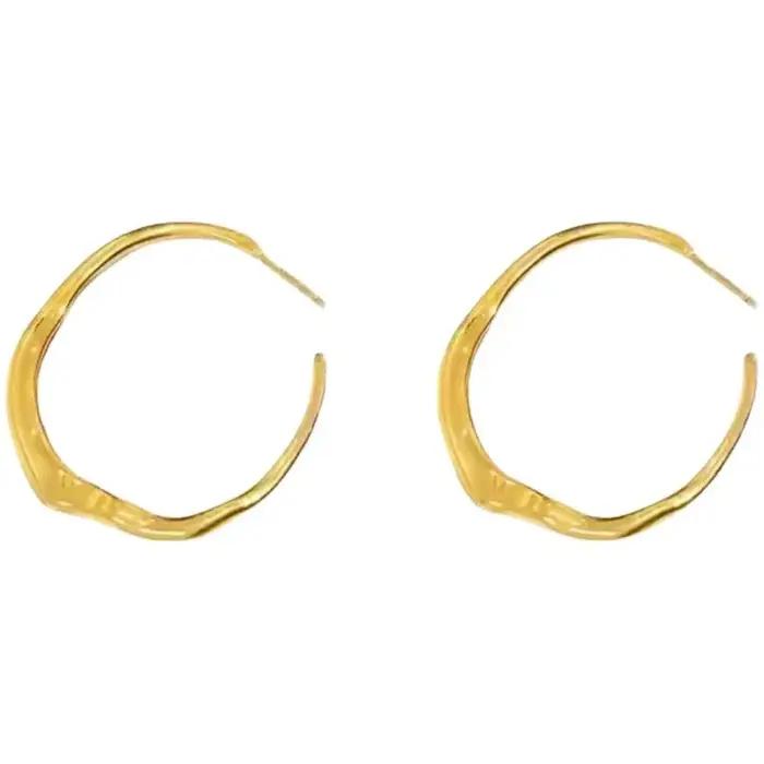 Boucles d'oreilles créoles en or métallique pour femmes et filles, bijoux fantaisie, design européen et américain, style populaire, accessoires cadeaux