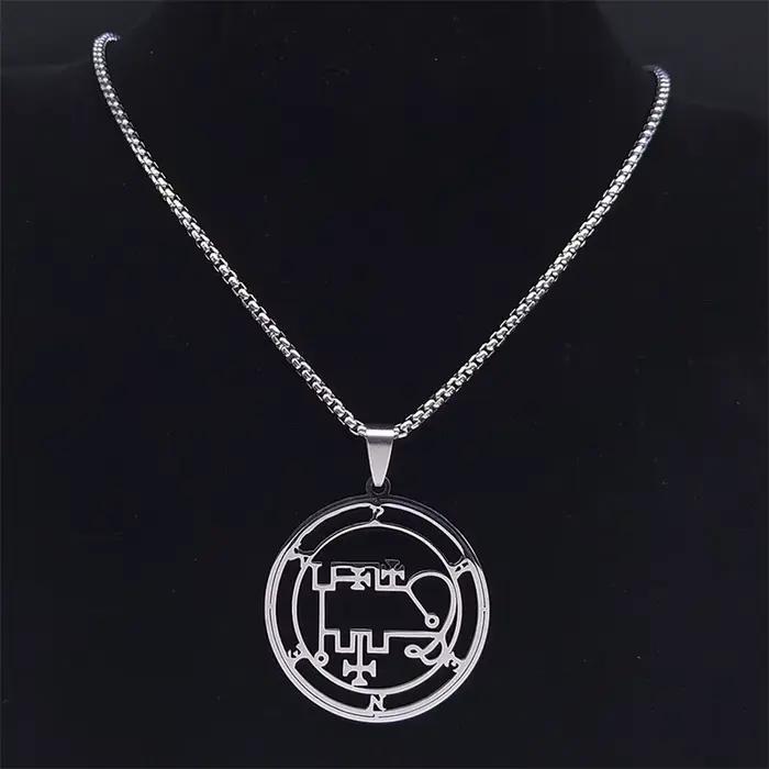 PHENEX démons de Goetia sigils collier femmes hommes gothique en acier inoxydable creux couleur argent pendentif colliers bijoux N8047S03