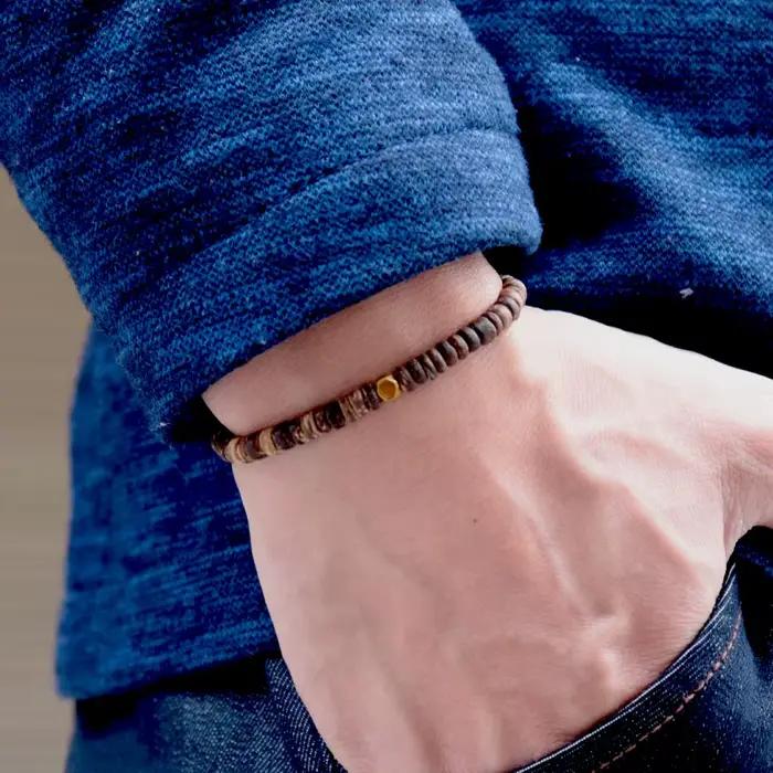 Bracelet en Bois 100% Naturel pour Homme, Minimaliste, Bouddha Perlé, Alpinisme, Méditation, Yoga, Cadeau pour Lui