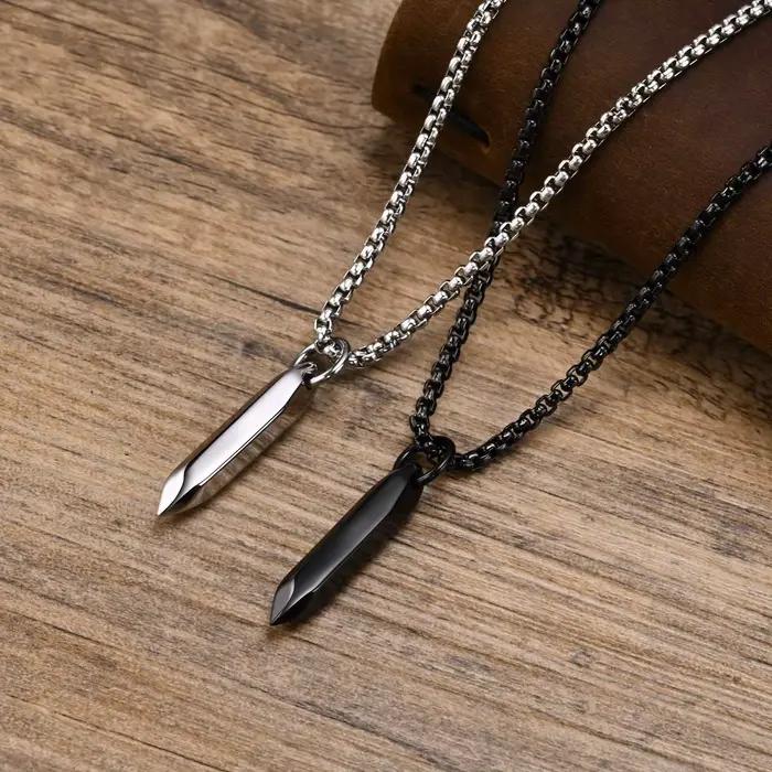 Collier pendentif style ongle homme acier inoxydable hexagonal géométrique hip hop punk cadeau de fête pour homme occassions spéciales